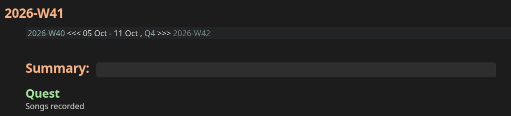 Weekly note header showing navigator